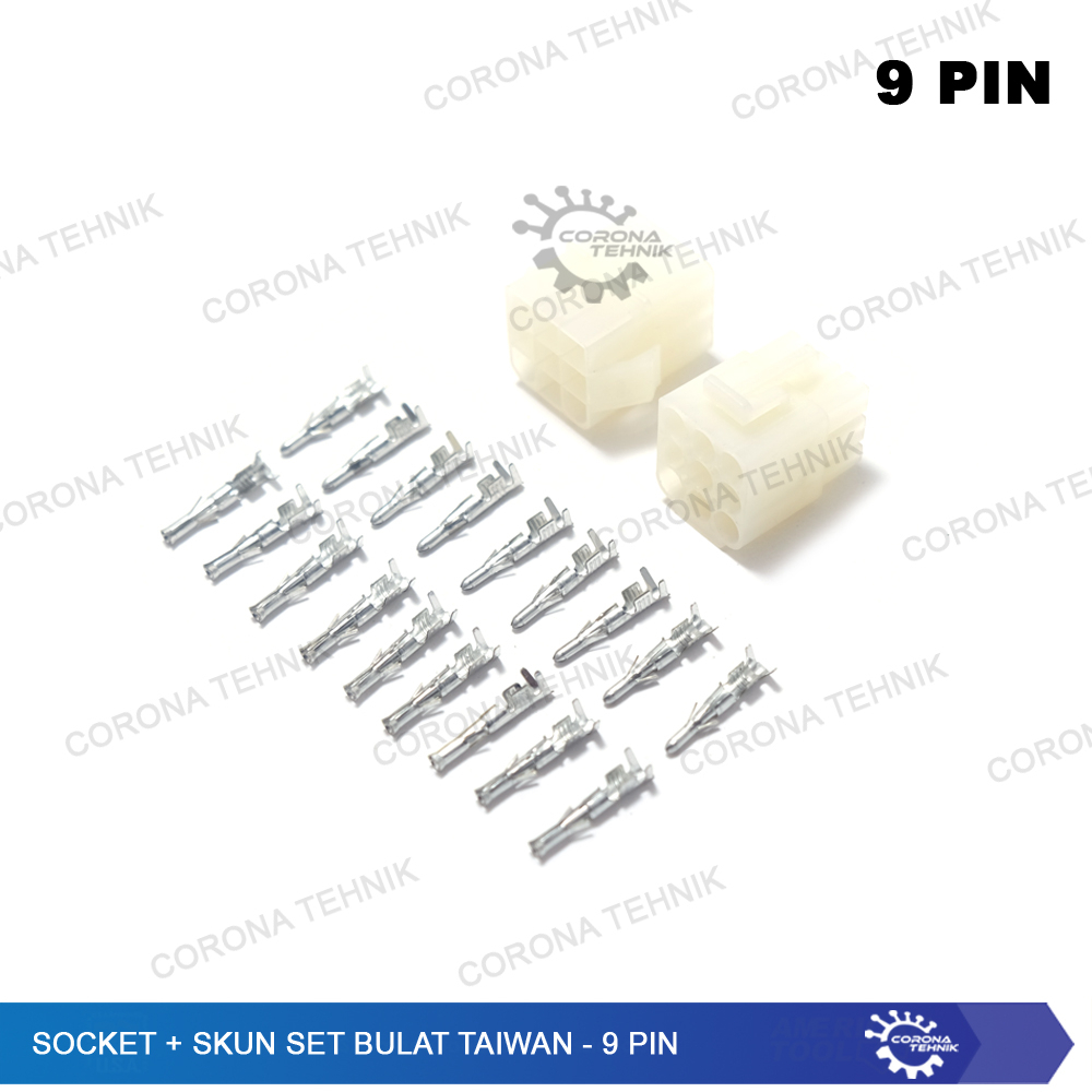 Socket + Skun Set Bulat Taiwan - 9 Pin