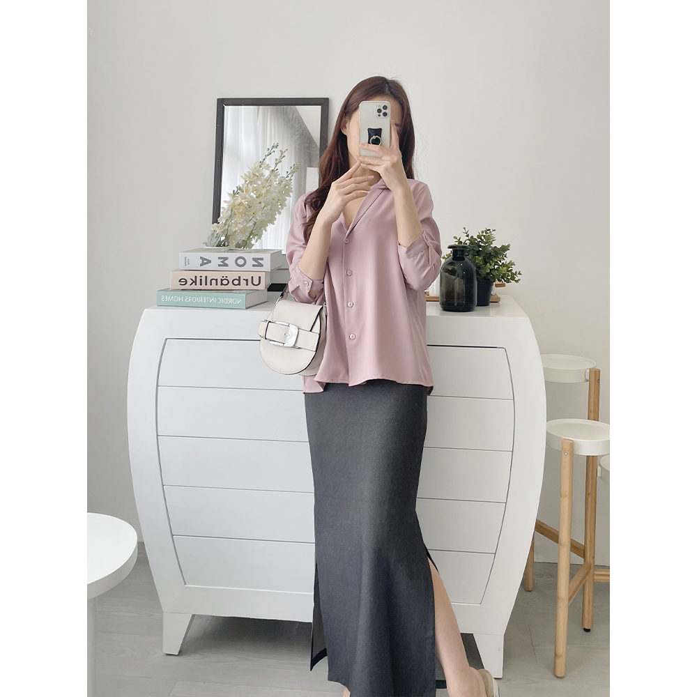 Kadaka B-0123 Rok Panjang Long Skirt Slit Stretch