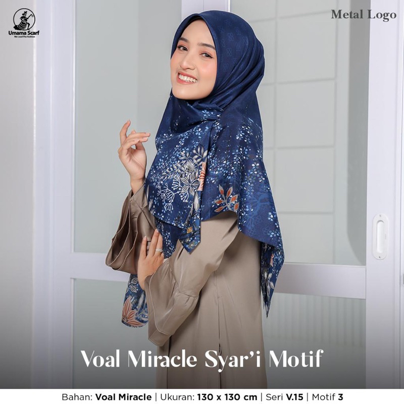 HIJAB SEGIEMPAT VOAL MIRACLE SYARI MOTIF UMAMA SCARF V.15