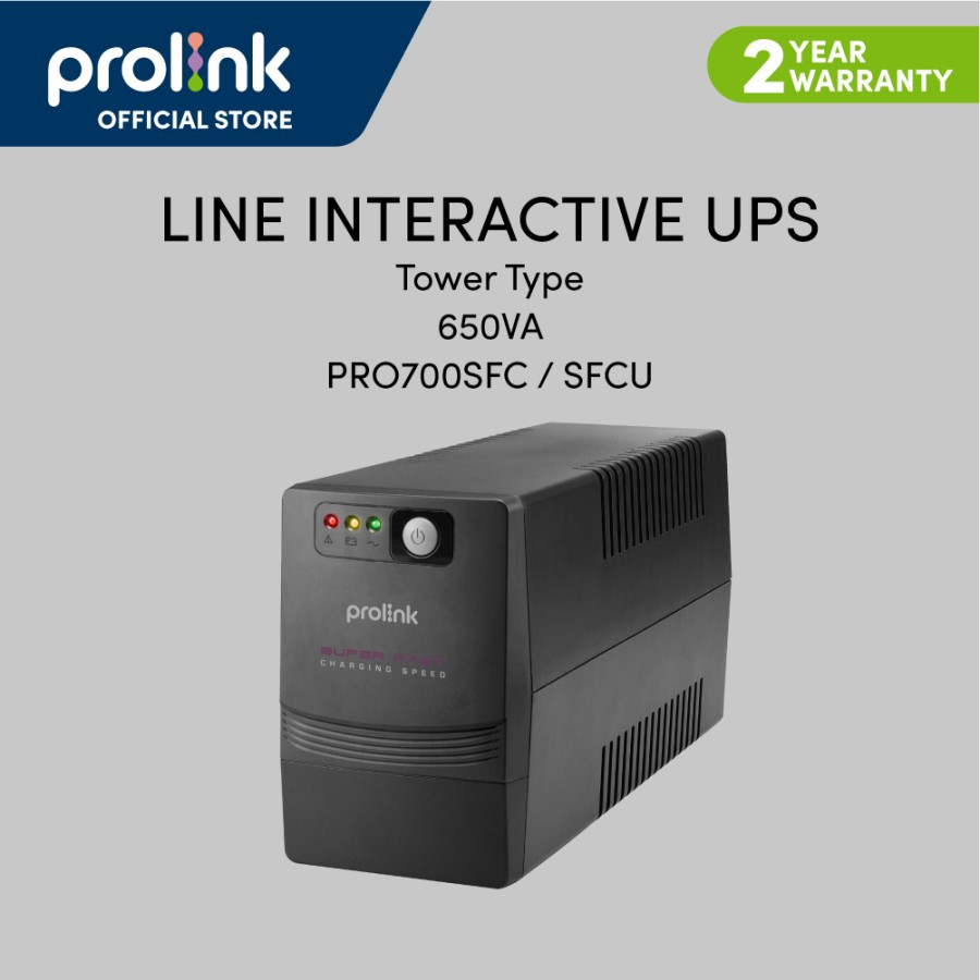 650VA UPS PROLINK PRO700SFC 360 Watt Super Fast Charging Line Interactive Garansi Resmi 1 Tahun