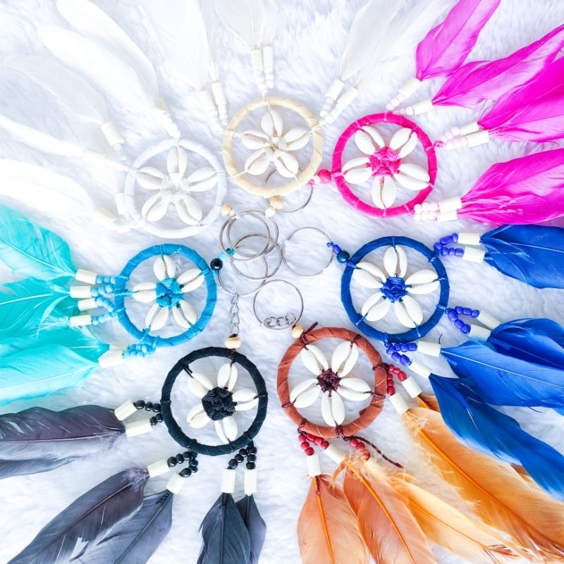 GANTUNGAN KUNCI DREAM CATCHER KERANG BULU BULU HIASAN TAS
