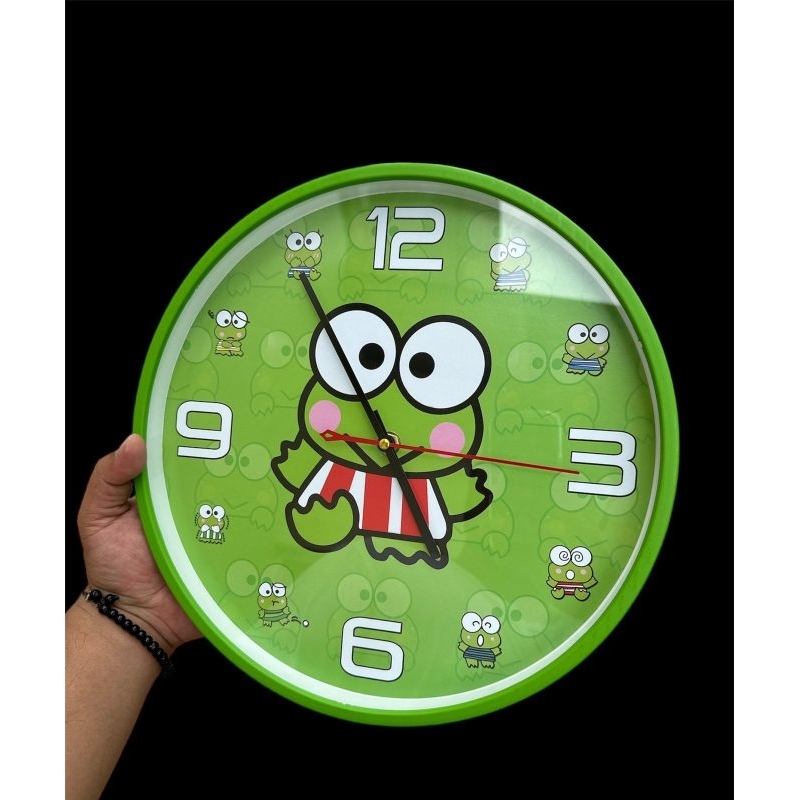 Jam dinding besar gambar cropy hijau lucu gemes hijau