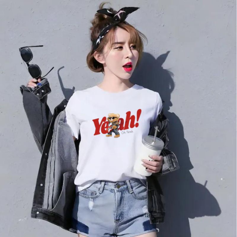 Kaos Wanita Gambar Oh Yeah Bear (LD 43-49 , P 58-64)