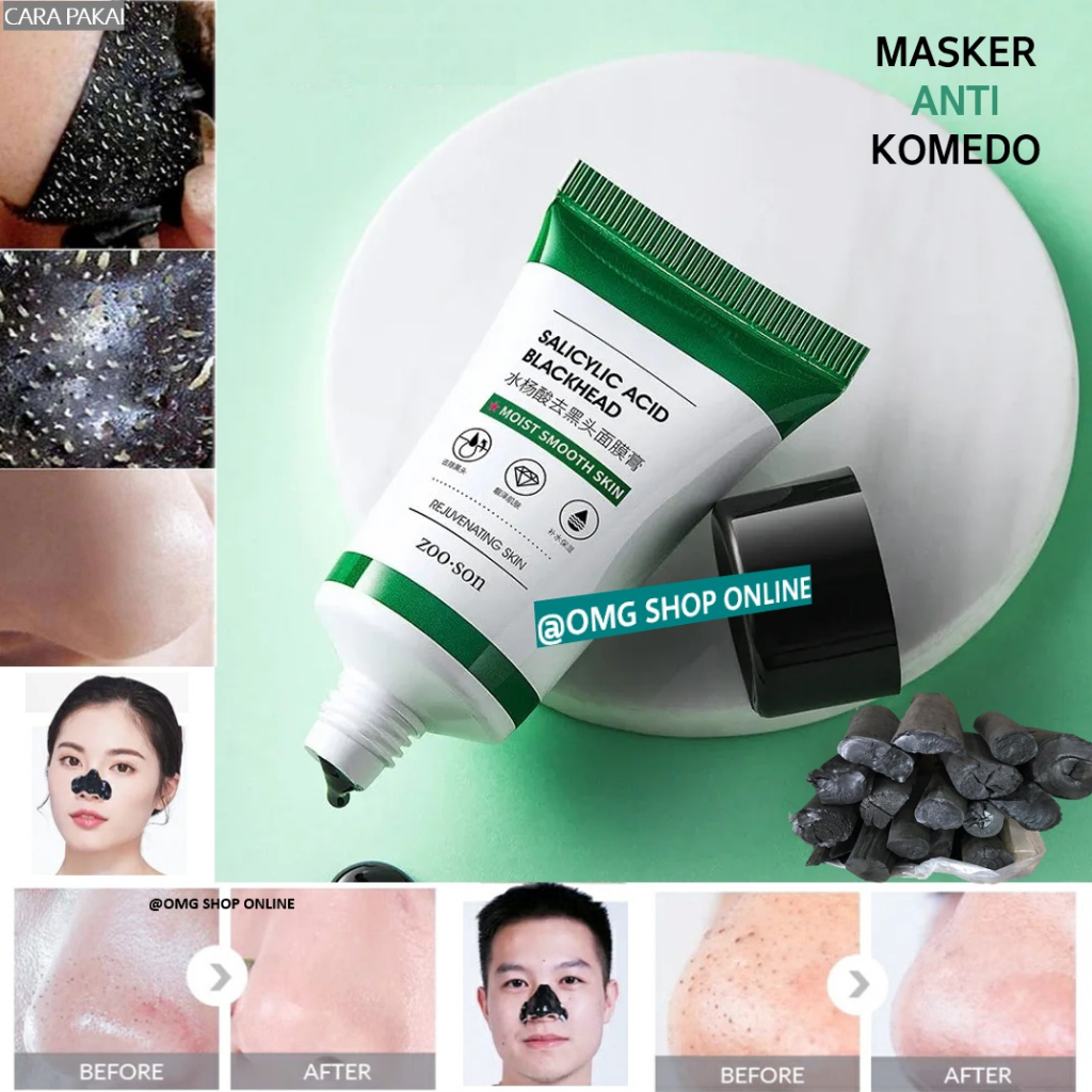 Beli 1 GRATIS 1 !!! Salicylic Acid Blackhead Mask Masker Komedo Arang Hitam 50 Gr ORI / Masker Wajah Glowing Putih Masker Komedo dan Pori Pori Penghilang Flek Hitam / Masker Peel Off Masker Organik Blackhead Remover Gel Masker Green Tea Carbon Charcoal