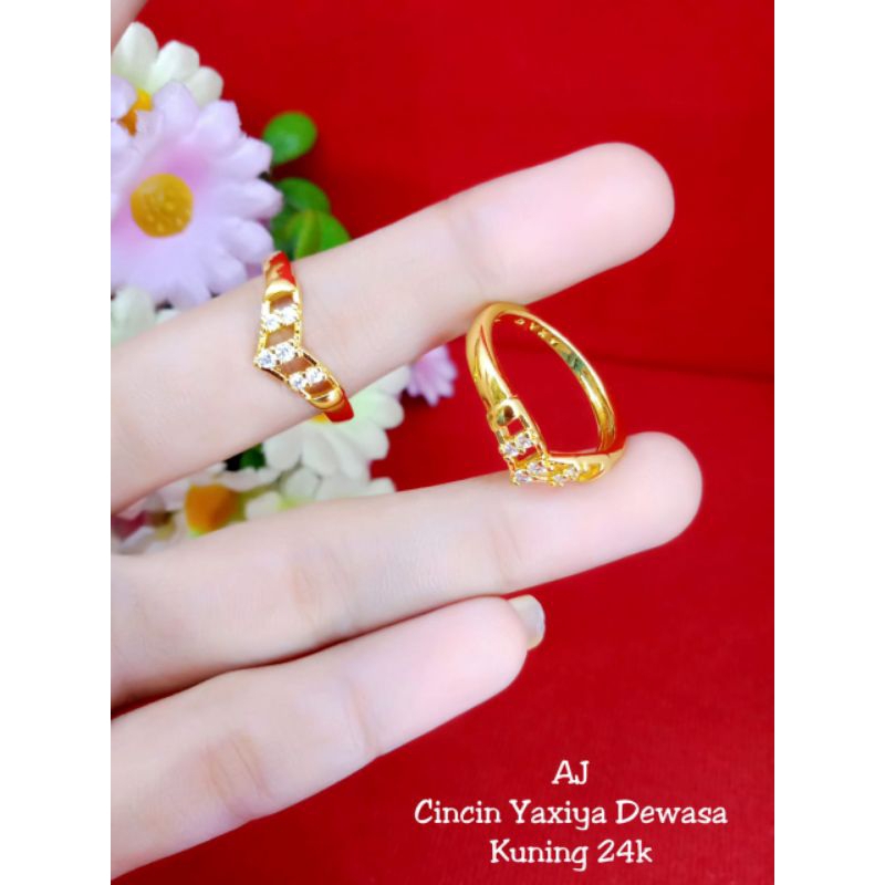 cincin V lapis emas 24 k