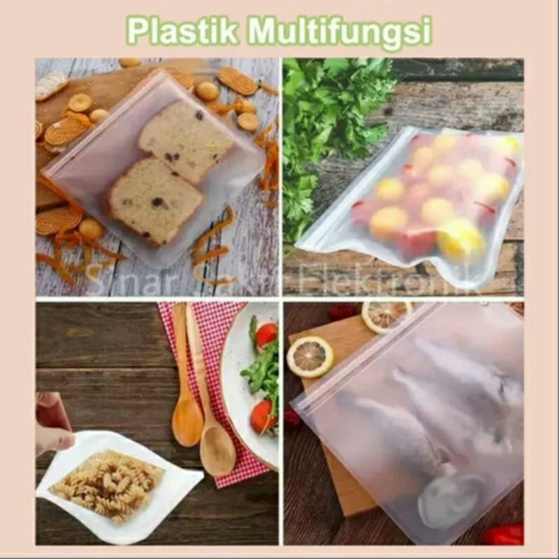 Kantong Plastik Kulkas Penyimpanan Kedap Udara Reusable Tebal Ziplock Silikon