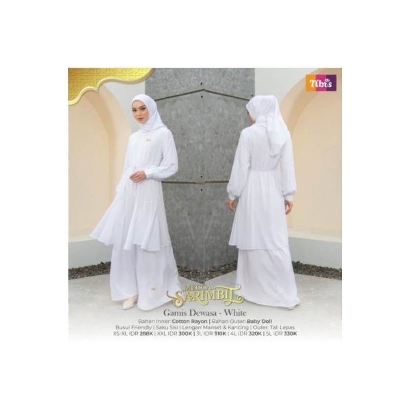 Gamis Dewasa Sarimbit Nibras Mecca White