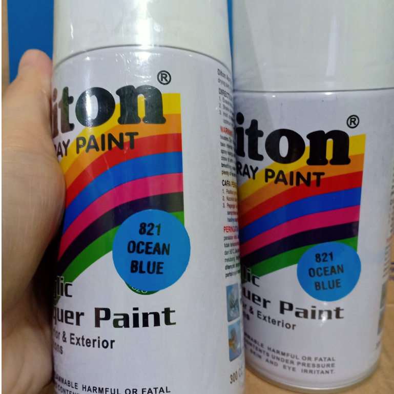 SOLID COLOURS DITON Spray Paint Acrylic Lacquer Paint Pilox Pilok Cat Semprot - 821 OCEON BLUE / BIRU LAUT (300cc / 300ml)