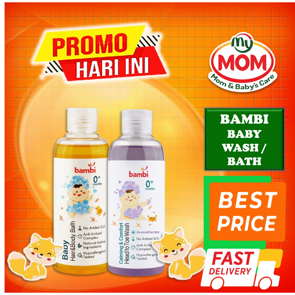 [BPOM] Bambi Baby Hair &amp; Body Bath 2 in 1 200ml / Sabun dan Shampoo Untuk Kulit Bayi Normal Sensitif / PH Balance / Sampo / Hair &amp; Body Wash / Baby Bath / MY MOM