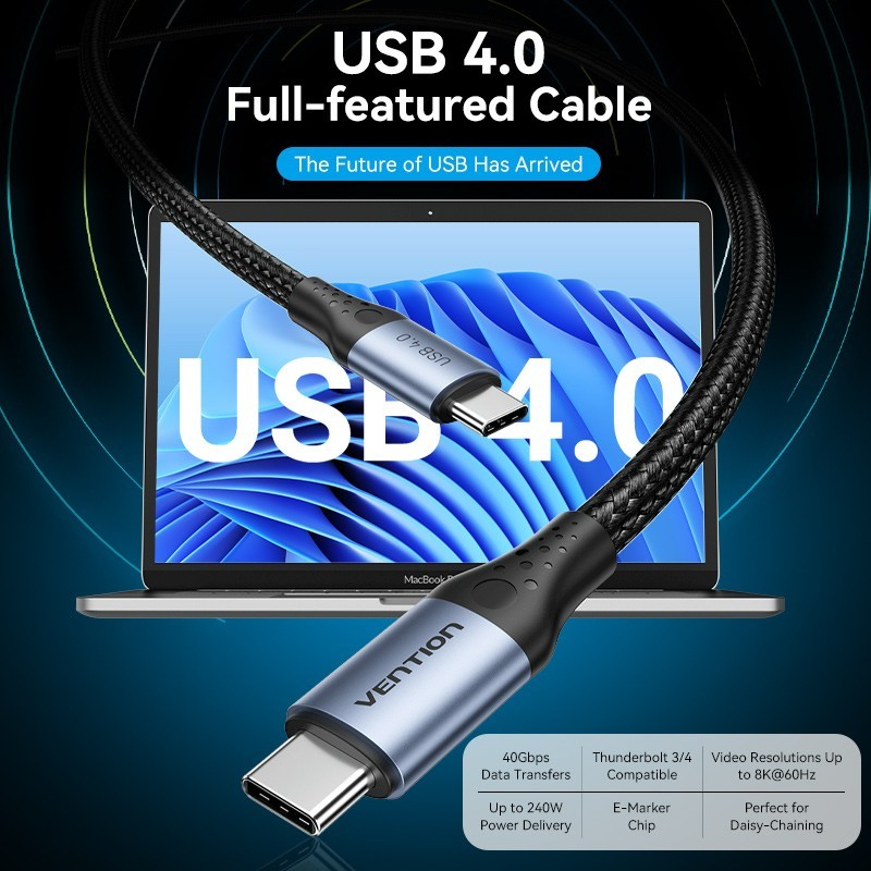 Vention Kabel Data Type C USB 4.0 Thunderbolt 4 Fast Charging 8K - TAV