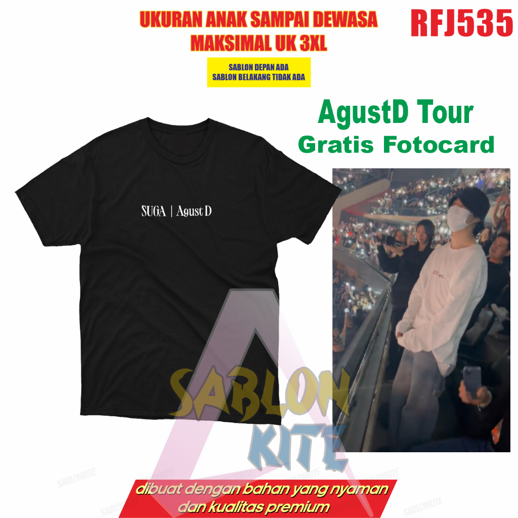 Gratis Fotocard Kaos Kpop Jimin konser Agust D suga RFJ535