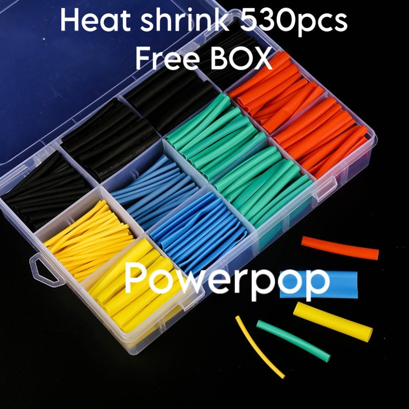 530PCS HEAT SHRINK TUBE SELANG BAKAR KABEL ISOLASI BAKAR / SELANG BAKAR WARNA WARNI / HEAT SHRINK +