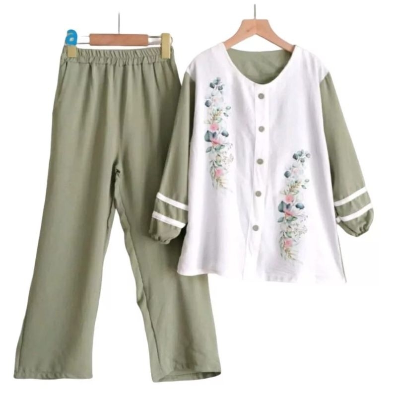 FLOWER SET/SETELAN ANAK PEREMPUAN CRINKLE PREMIUM 3-11 TAHUN/one set anak crinkle terlaris/busana mu