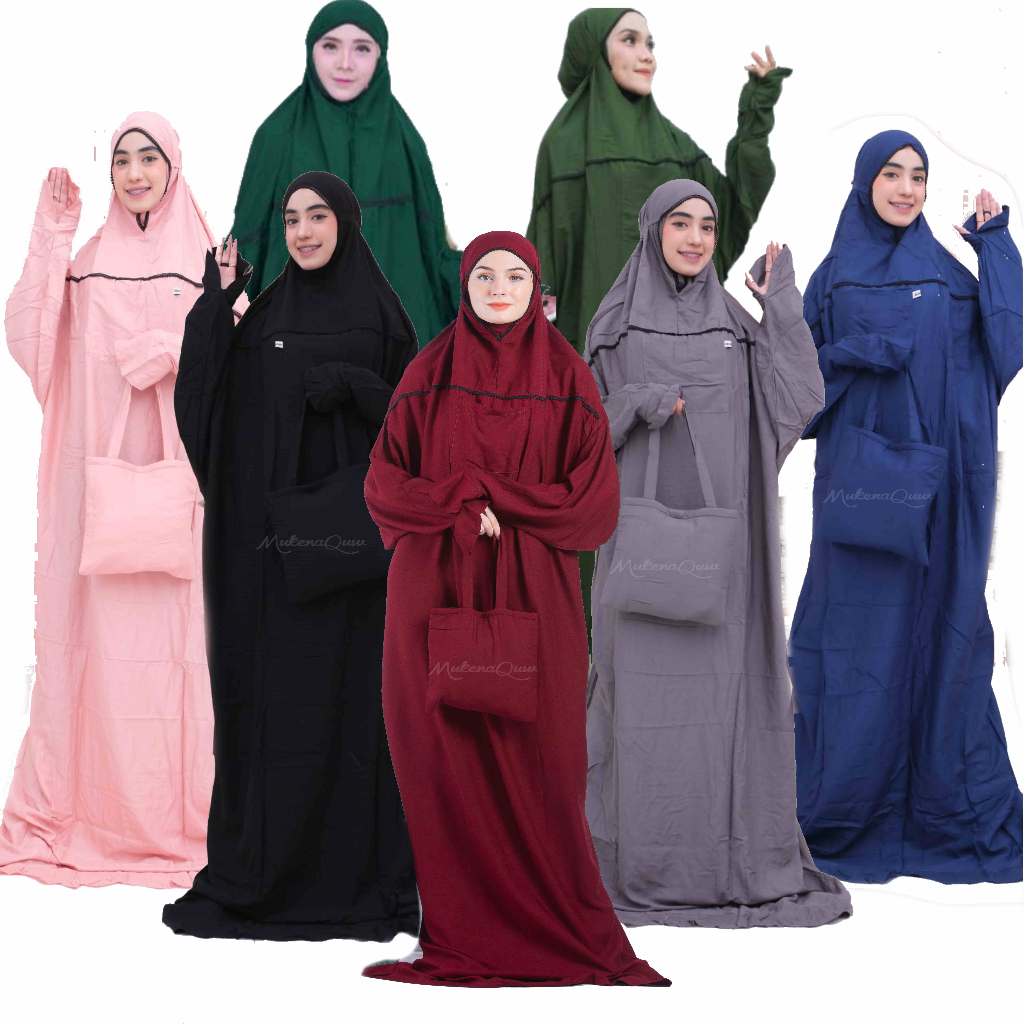 Mukena terusan hadramaut rayon super renda hitam