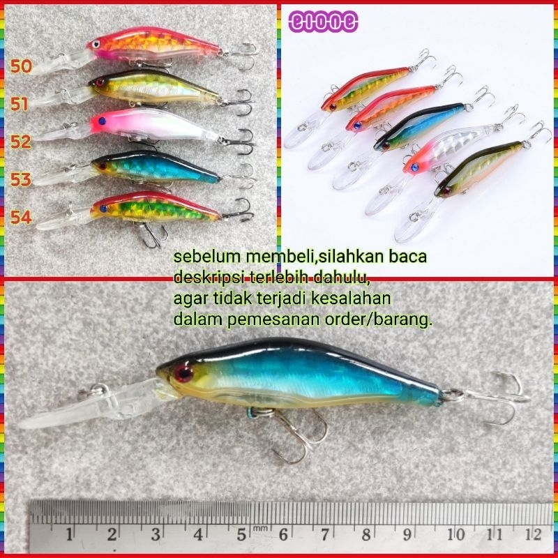 umpan pancing ikan model minnow mulut panjang / mulut bebek dgn kail jangkar
