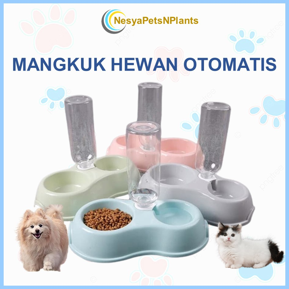 Tempat Makan Kucing Anjing Hewan Otomatis Mangkok Kucing Botol 2 in 1