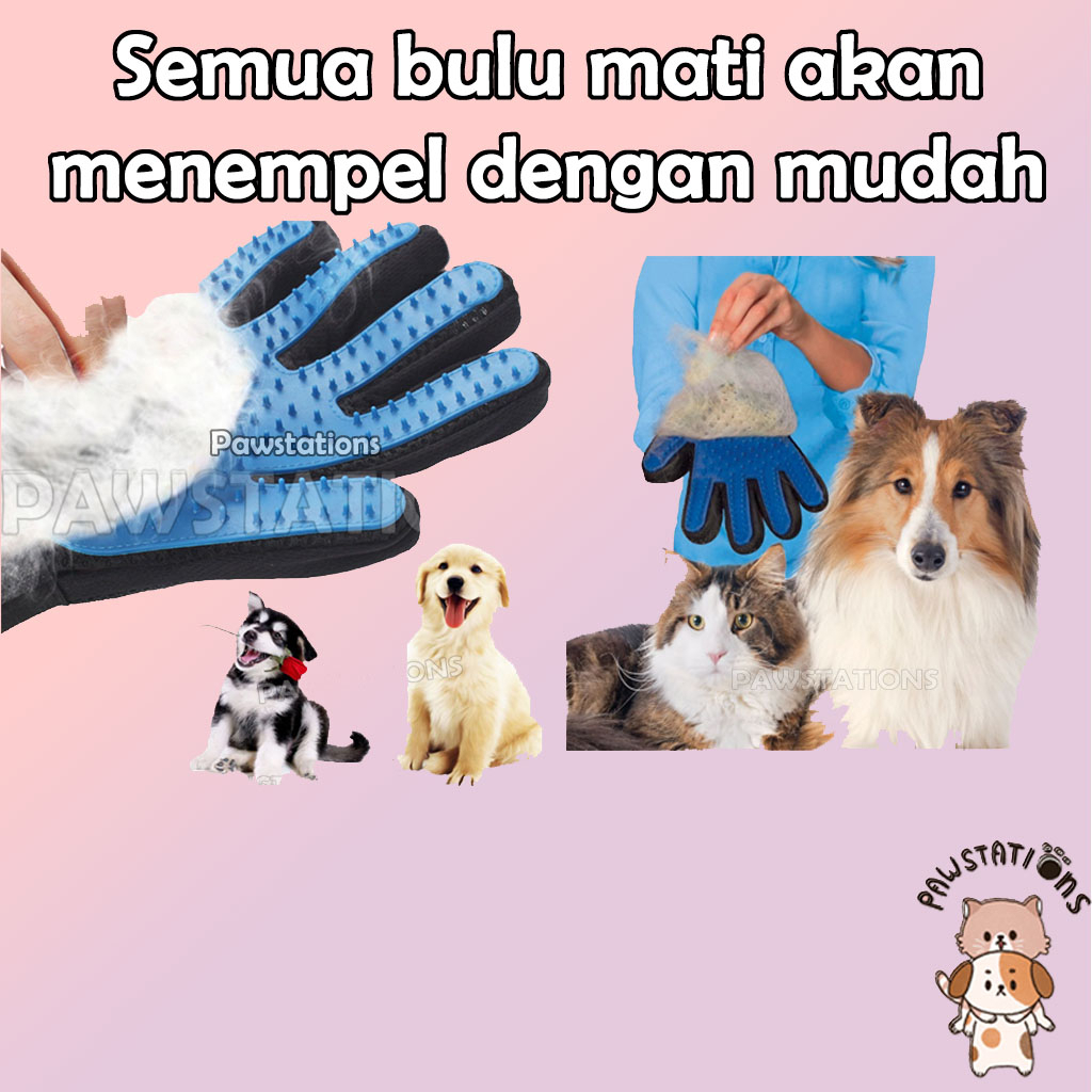 True Touch Glove Sisir Pijat Kucing / Anjing Sarung Pengangkat Bulu Mati