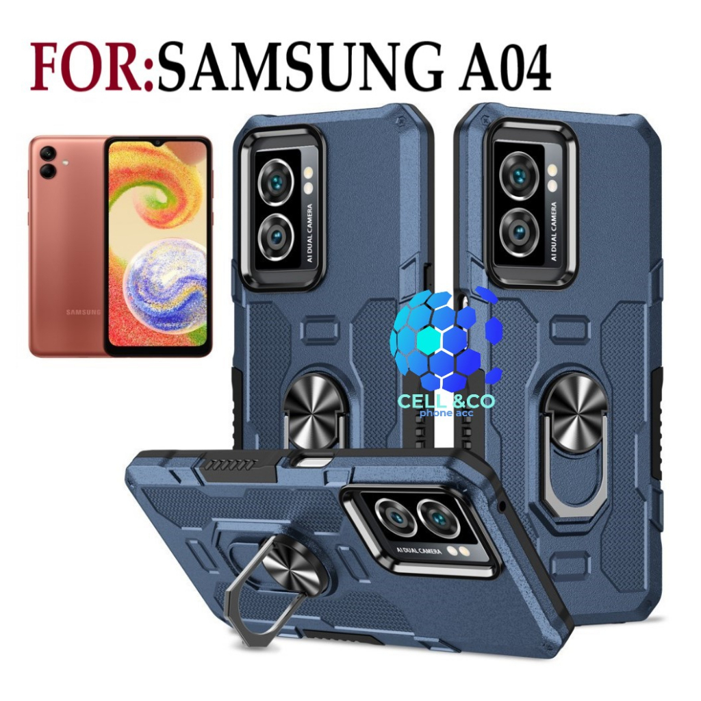 Case Armor SAMSUNG A04 Iring Cincin Magnetic Kesing Hp Protect kamera Premium Hard Case Standing Robot Pelindung Kamera