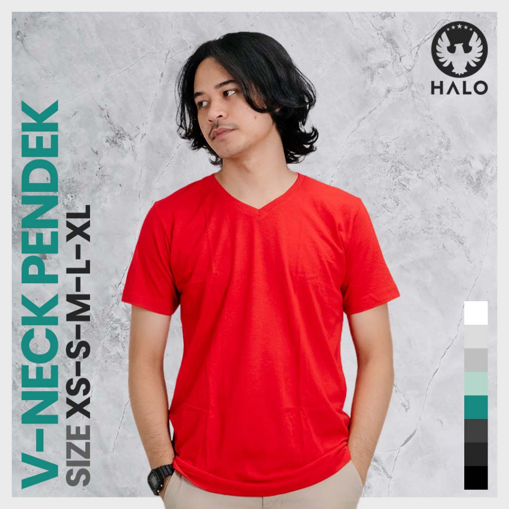 Kaos Polos Katun Bambu (Cotton Bamboo) V-Neck