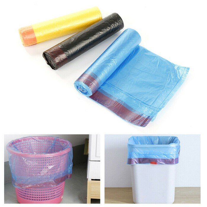 Kantong plastik sampah gulung tali roll besar isi 15 pcs