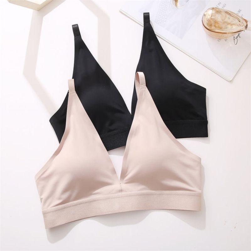 FINETOO FT69 Push Up Deep Vneck Triangle Bra Busa Tanpa Kawat Seamless BH Wanita Halus Nyaman