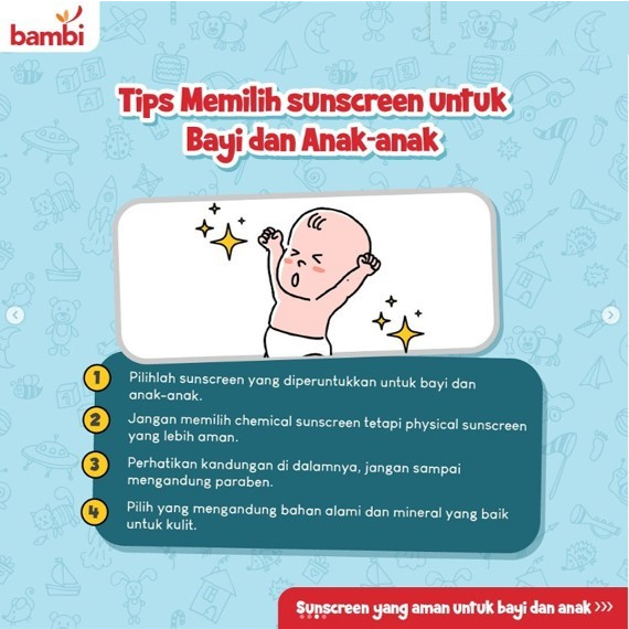 [BPOM] Bambi Baby Sunscreen Lotion 100ml SPF30 / Bambi Sunblock Lotion Sun Screen Bayi Anak / Kulit Normal - Sensitif / SPF 30++ / Sunscreen Bayi Waterproof &amp; Water Resistant