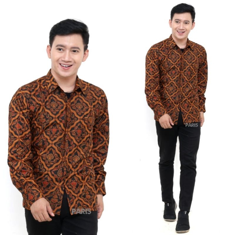 KEMEJA BATIK PRIMISIMA SOGAN (COD) PROMO BATIK PRIA SIZE M L XL XXL BSWART BATIK HRBO26 Hem panjang padi