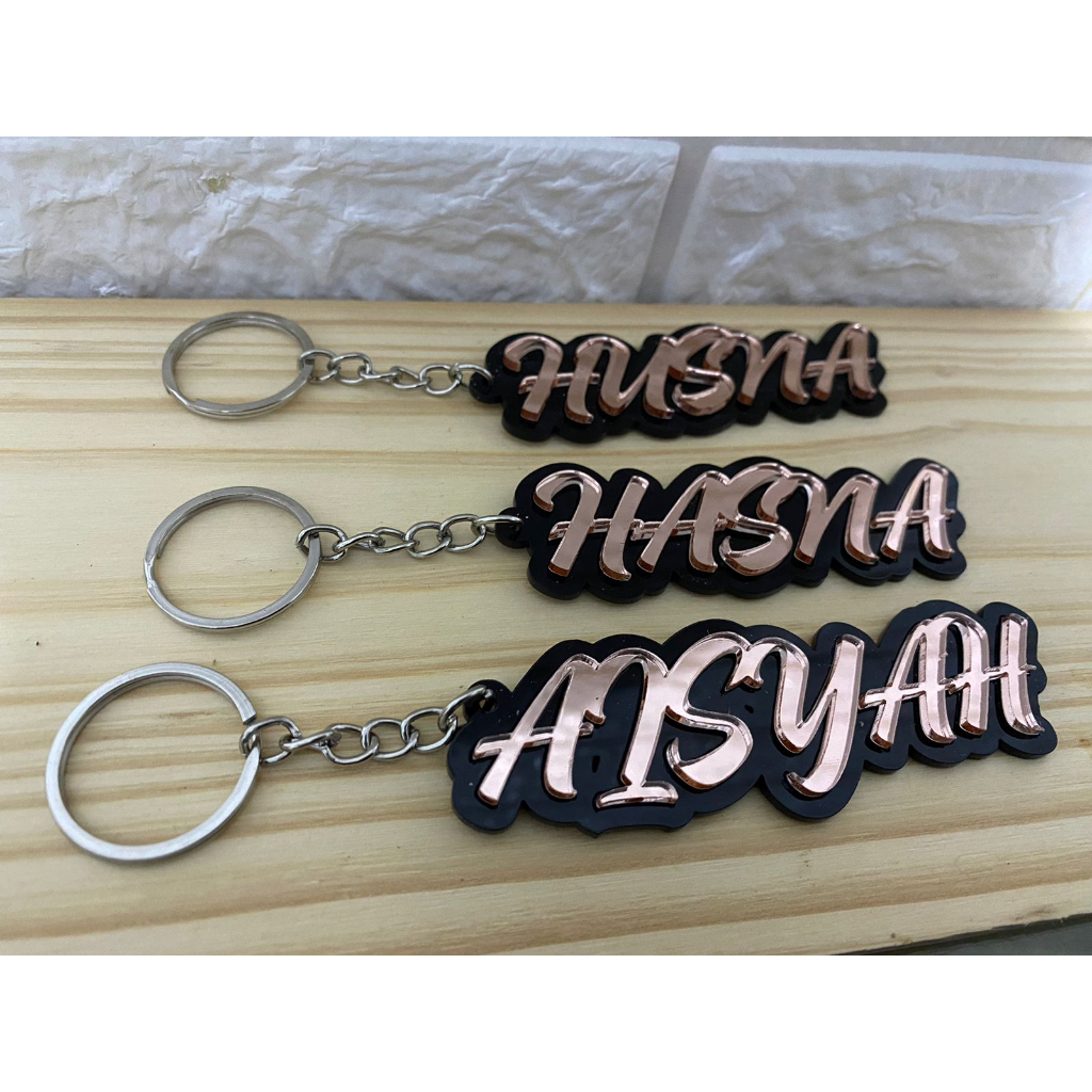 Gantungan Kunci Akrilik 2 Layer Mirror