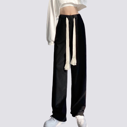 XIAOZHAINV Celana Wanita Korean Style High Waist Loose Pants 8809