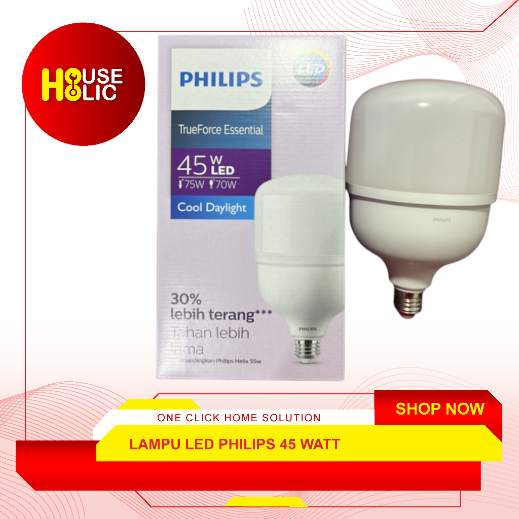 Philips Lampu LED TrueForce Essential / Balon Lampu / Bohlam Lamp 45 Watt Bulb