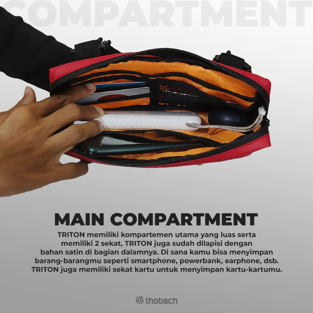 THOBACH-SLING POUCH SLING PHONE WATERPROOF TRITON TAS SELEMPANG PRIA WANITA