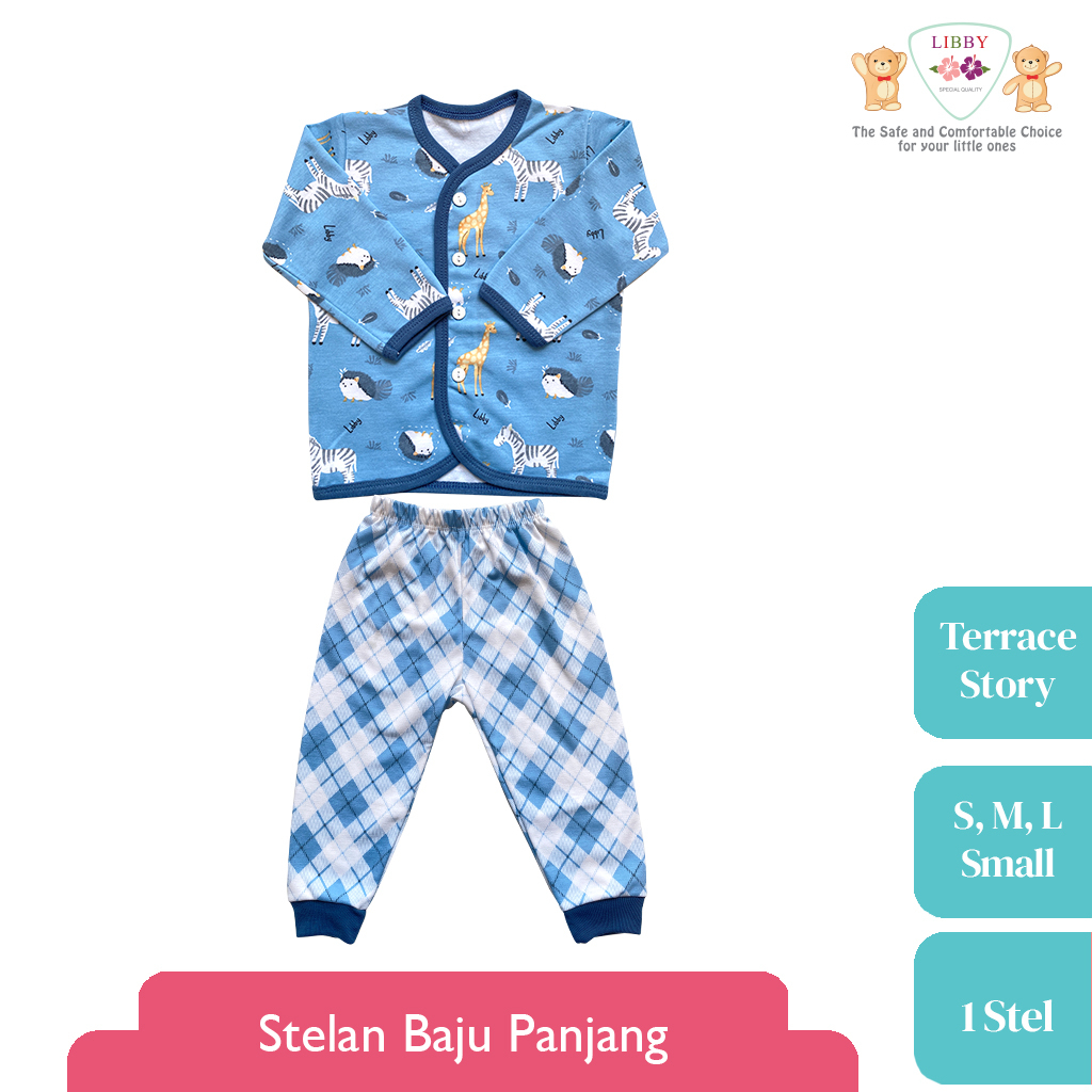 LIBBY Stelan Baju Panjang Anak Kecil Motif Terrace Story (1 stel) Terbaru