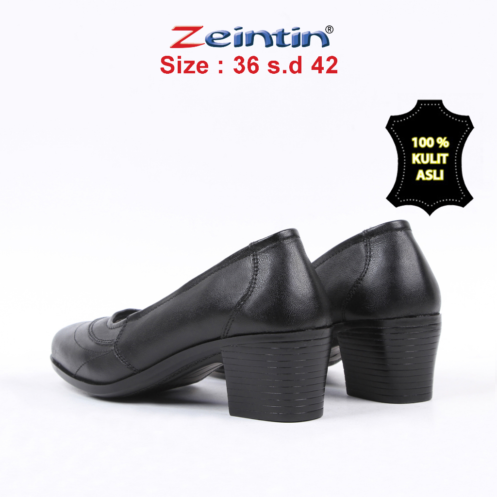 Zeintin - Sepatu Pantofel Hitam Wanita Bahan Kulit Asli Terbaru Sepatu Pantofel kerja Kantor Original Zeintin BJ