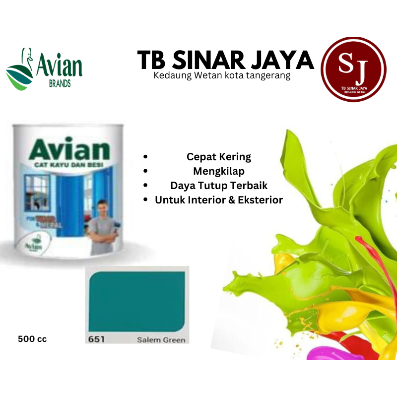 Cat Kayu Dan Besi Avian 500CC / Cat Minyak Sintetis - 651 Salem Green