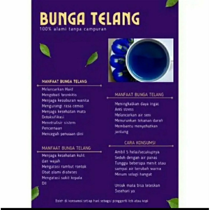 bunga telang kering, kemas ekonomis TERLARIS