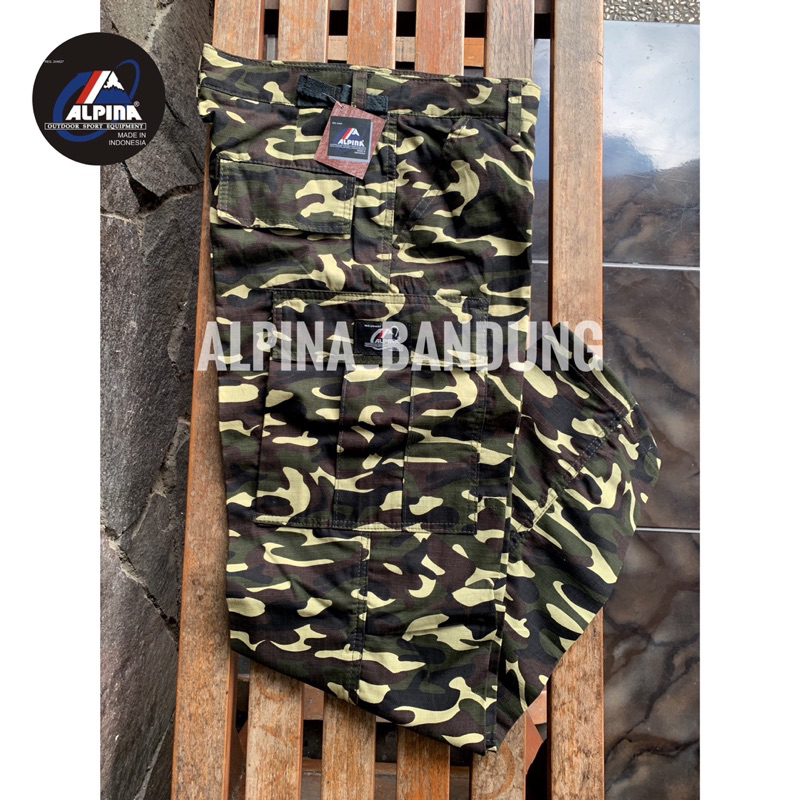 Celana Cargo/Lapangan/PDL Alpina Loreng Model Langsung Bahan Ribstok