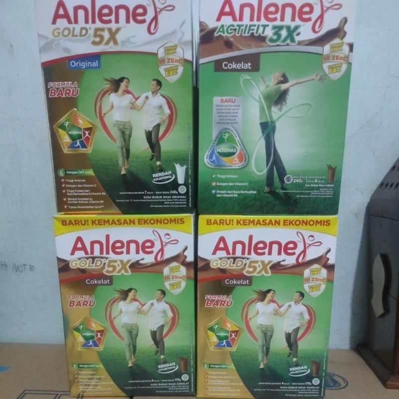 Anlene aktif &amp; gold 5X coklat original &amp; vanila 240g