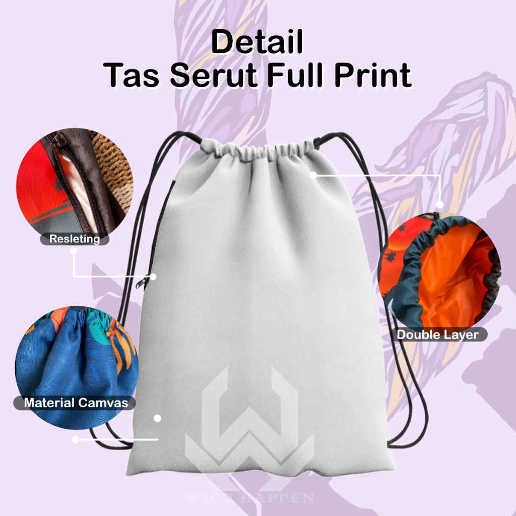 ZCO - Tas Serut String Bag Full Print Thrahser Fire Tas Futsal Mini Soccer Tas Olahraga Gym Motif Just Do It