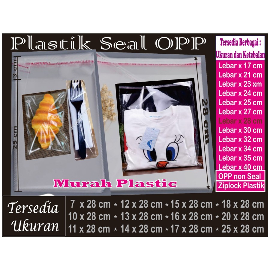 (TERMURAH) PLASTIK OPP 7X25 8X25 9X25 10X25 11X25 12X25 13X25 14X25 15X25 16X25 17X25 18X25 20X25 25X25 ISI 100 PCS