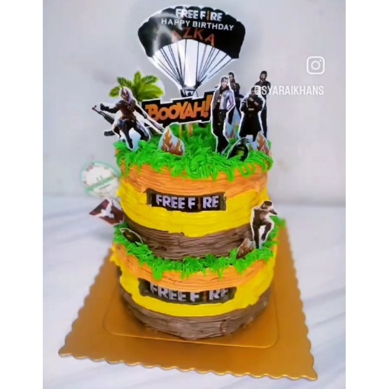 

Kue Ulang Tahun / Kue Ulang Tahun FF/ Free Fire Booyah Cake 2 Tiers / Free Fire