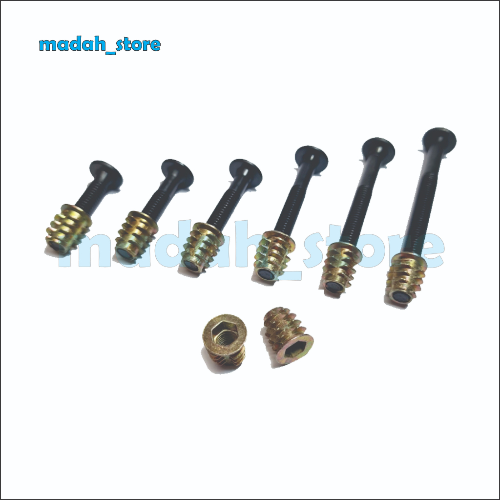 Baut JCBC M6 panjang 3 - 5 cm dan Mur Nanas OD (13mm)