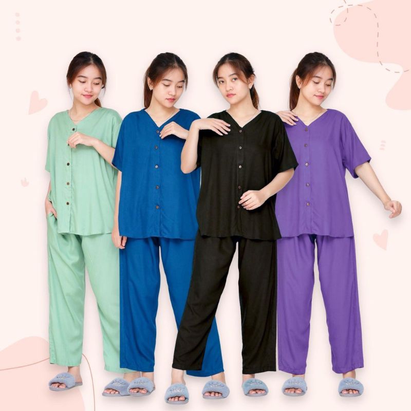 SETELAN RAYON BUSUI, PIYAMA ONE SET POLOS BUSUI / SETCEL RAYON PREMIUM / BAJU TIDUR MURAH