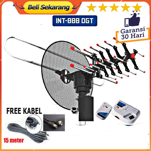 ANTENA TV DIGITAL REMOT INTRA INT 888 DGT ANTENA LUAR DAN DALAM FREE KABEL 15 METER PROMO