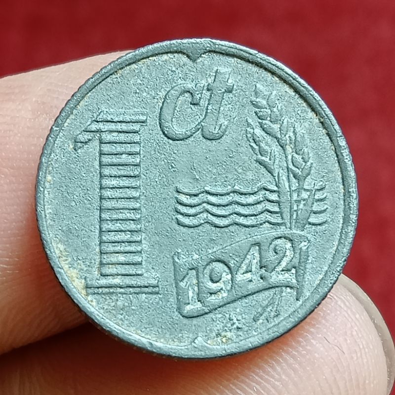 Sp275 - Coin Nederland Jerman Occupation 1 Cent 1942 Original