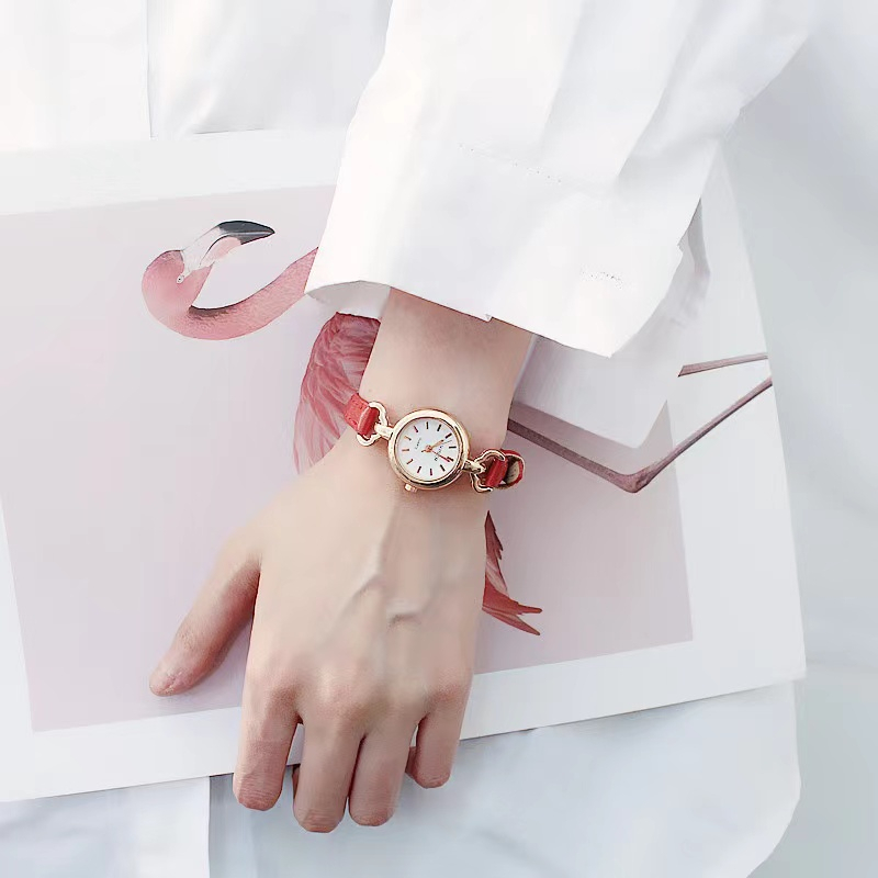 Sayishop Jam Tangan Casual Wanita Analog Kecil Dial Bulat Dengan Strap Pu Leather Korean Fashion