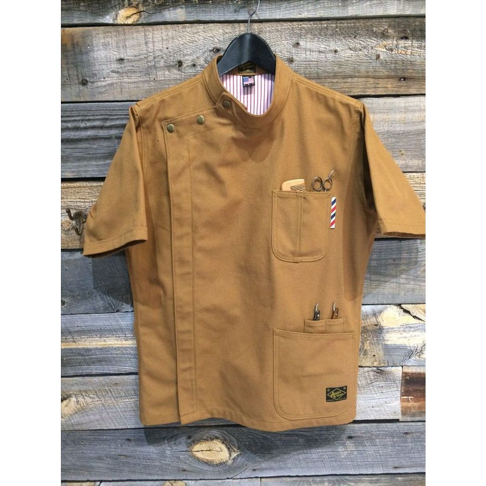 Kemeja/Baju/seragam Barber katun tebal varian warna plus bordir logo