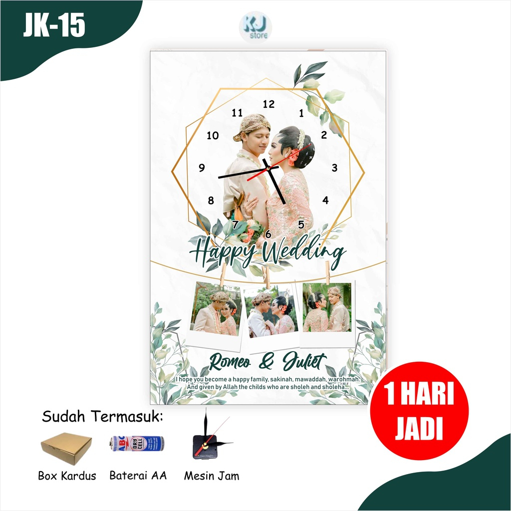 Jam Dinding Kado Pernikahan Wedding Hadiah Tunangan Couple Pasangan Kotak Custom Nama Foto Ulang Tahun Birthday Kado Wisuda Graduation Cetak Foto pengantin wedding Cepat Murah Unik ukuran 20x30cm Untuk Teman Sahabat Kampus Kuliah Lucu Kayu