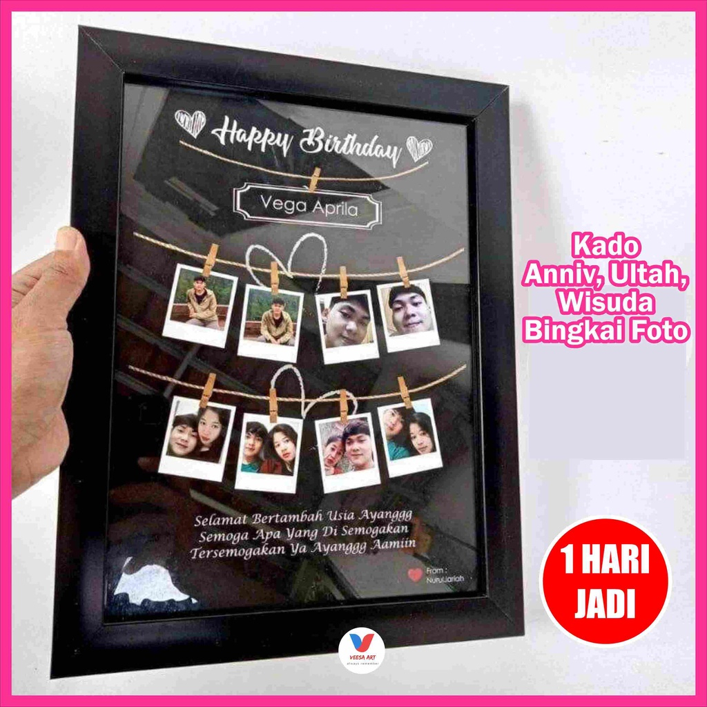 Kado ulang tahun Gift Ultah Pacar / Cetak Frame Foto Plus Bingkai Kaca Minimalis / Bingkai Hadiah Wisuda Bingkai Foto Nikahan Wedding Anniversary Cowok Cewek Figura Pigura Prame