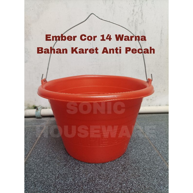Ember Cor Timba 14 Liter Warna Orange Proyek Bahan Karet Anti Pecah Bangunan Semen