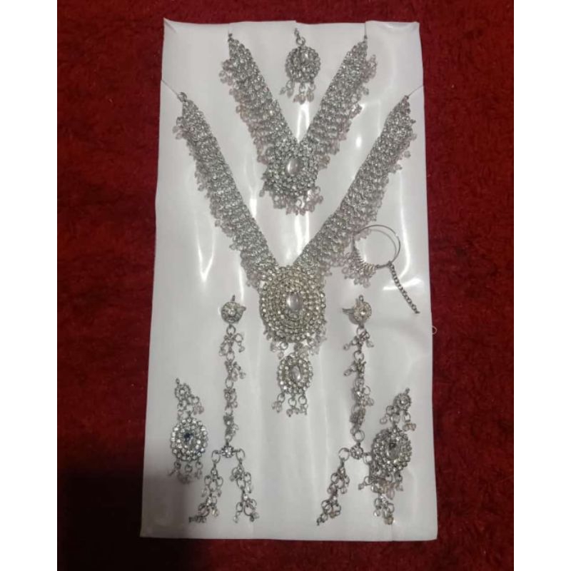 Aksesoris Set Perhiasan Simple Pesta Pernikahan India carnaval tiktok Bollywood Silver